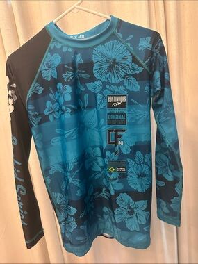 CF BJJ Continuous Flow Blue Floral Rash Guard